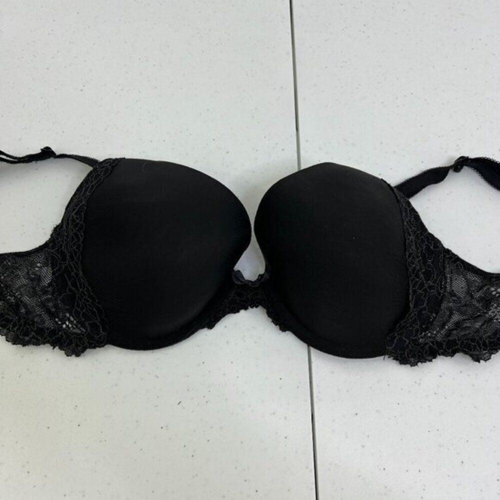Victoria Secret 34C Unlined Demi Black Lace Bra Wire‎ Tshirt Bra